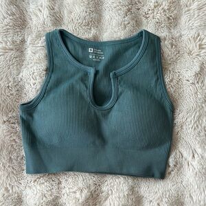 Teal Ribbed Crop Top